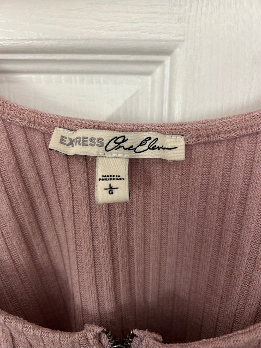 Express Dusty Mauve Ribbed Zip Tank - Picture 2 of 4